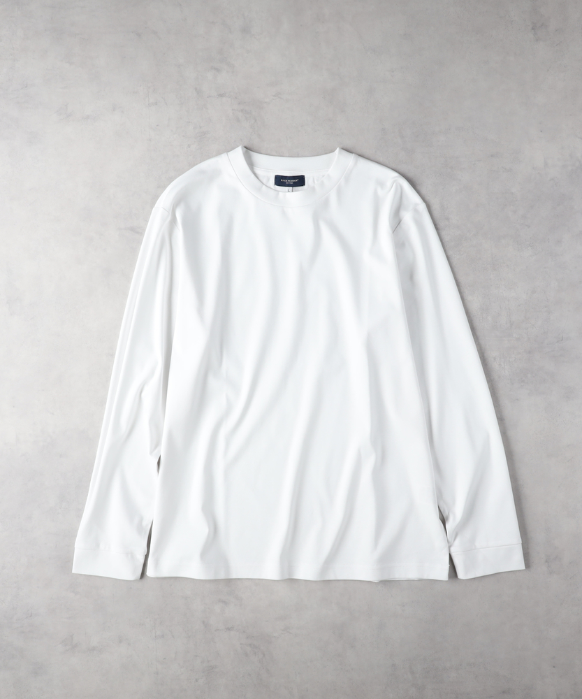 OLLEBOREBLA クランクル加工　長袖トップス 接触冷感】シルケット加工ロングスリーブTシャツ(S シルバー