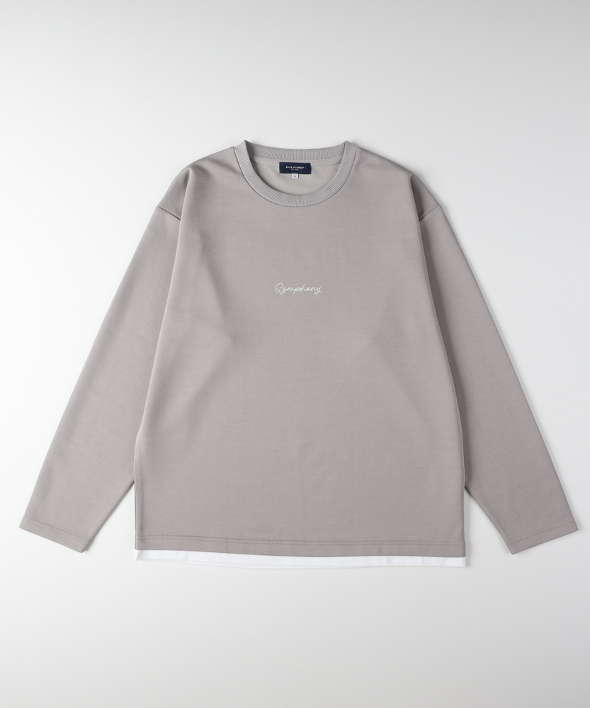 TRPU胸ロゴプリントロングスリーブTシャツ(M ブルー): トップス