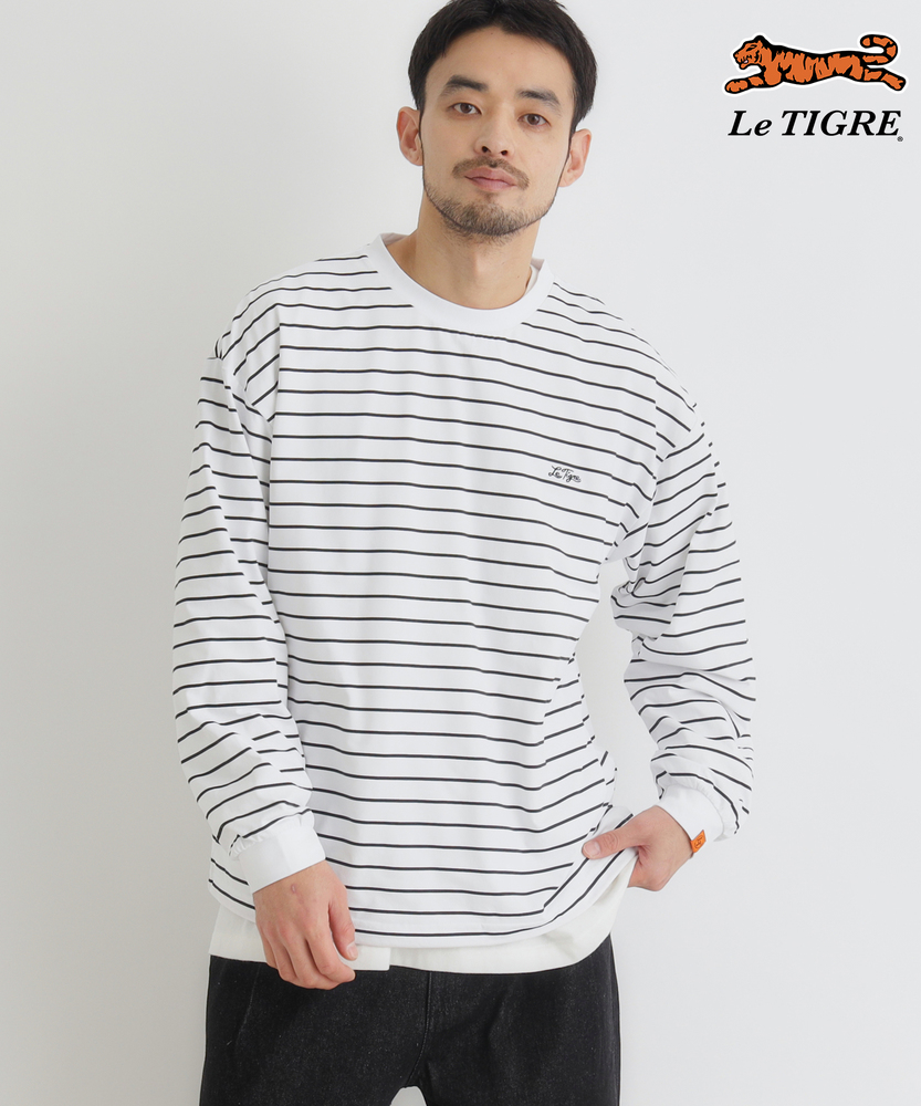 ボーダーワンポイントロゴ長袖Tシャツ