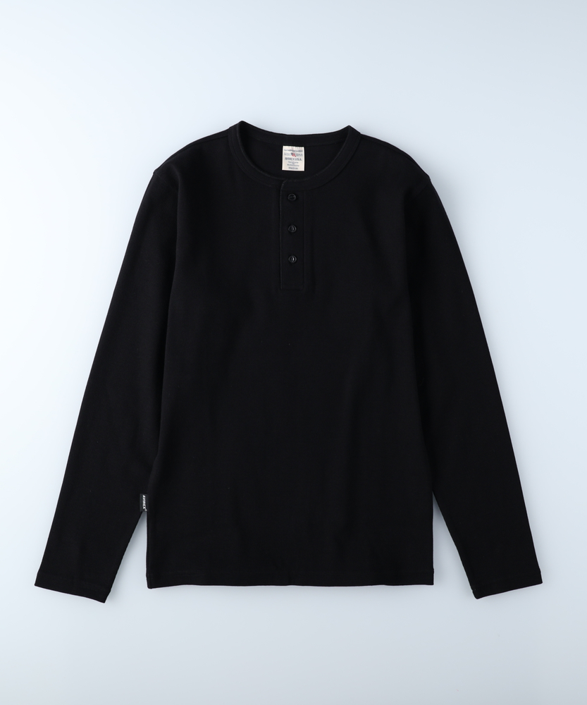 テレコヘンリーネック長袖Tシャツ(S ブラック): トップス｜Right-on