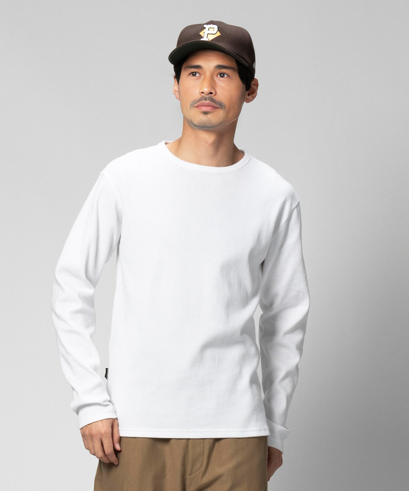 ワッフルクルーネック長袖Tシャツ(S ダークグレー): トップス｜Right