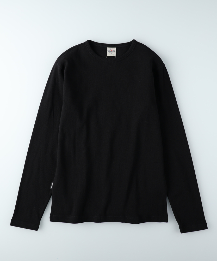 ワッフルクルーネック長袖Tシャツ(S ダークグレー): トップス｜Right