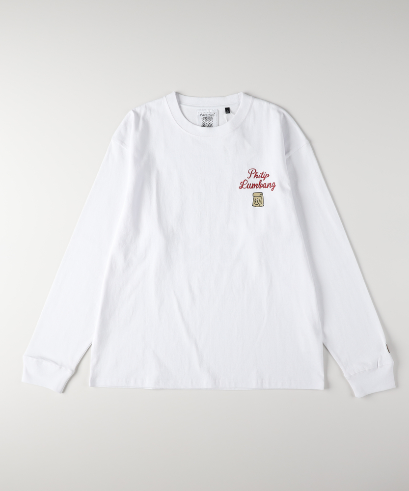 グラフィックプリントロングスリーブTシャツ(S ホワイト): トップス