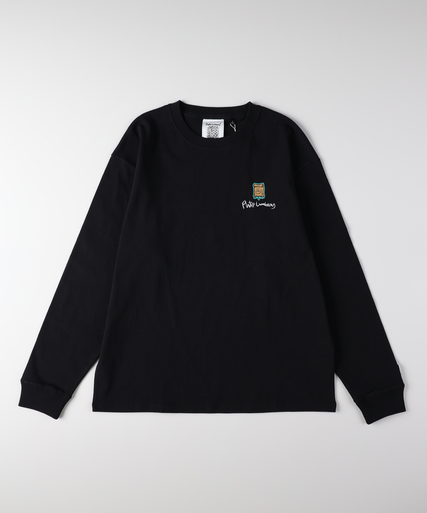 グラフィックプリントロングスリーブTシャツ(S ブラック): トップス