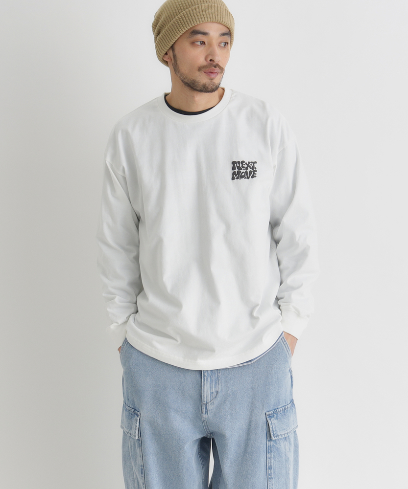 発砲プリントロングスリーブTシャツ