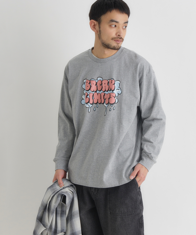 発砲プリントロングスリーブTシャツ(S ホワイト): トップス｜Right-on