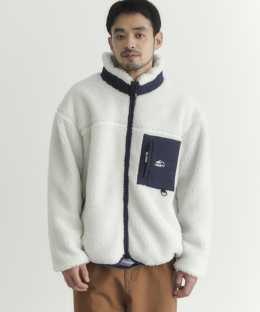 ジャケット・アウター JJJ ボアフルジップスタンドネックブルゾン(S ベージュ): ジャケット