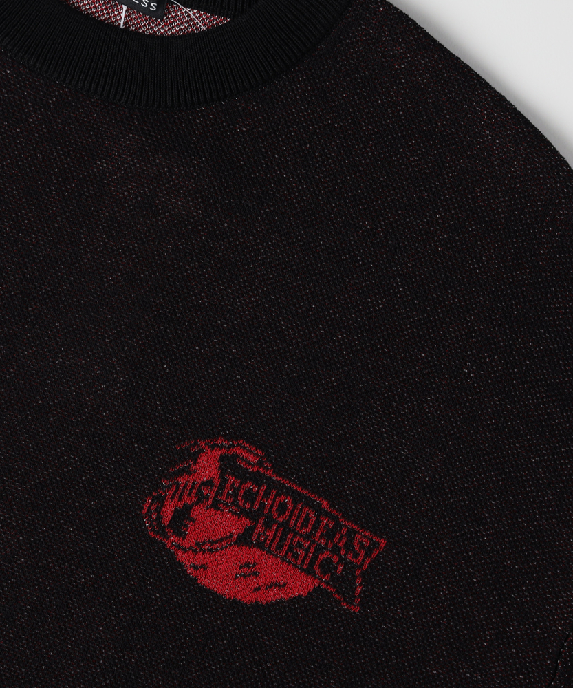 ジャガードバックロゴプルオーバーセーター(M ブラック