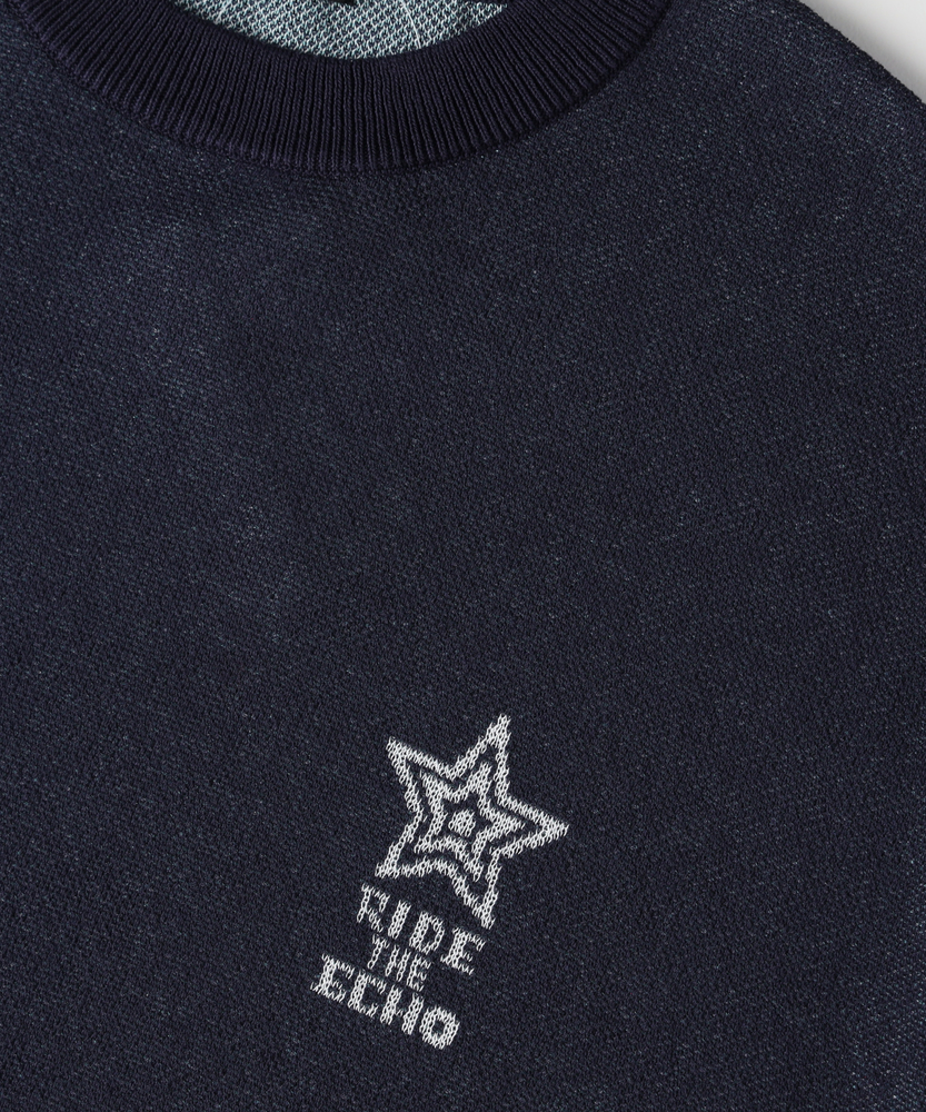 ジャガードバックロゴプルオーバーセーター(M ブラック