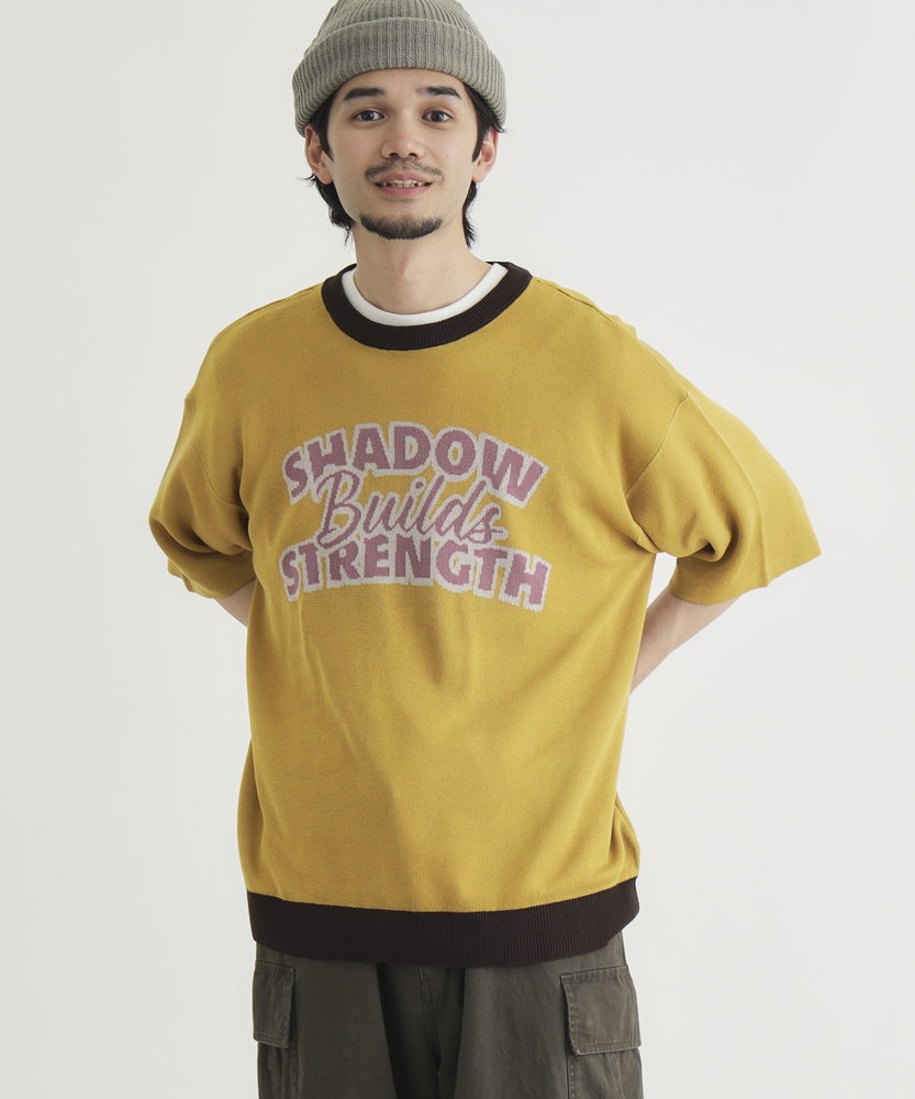 【Tシャツじゃモノ足りない】グラフィックロゴジャガードニットTシャツ