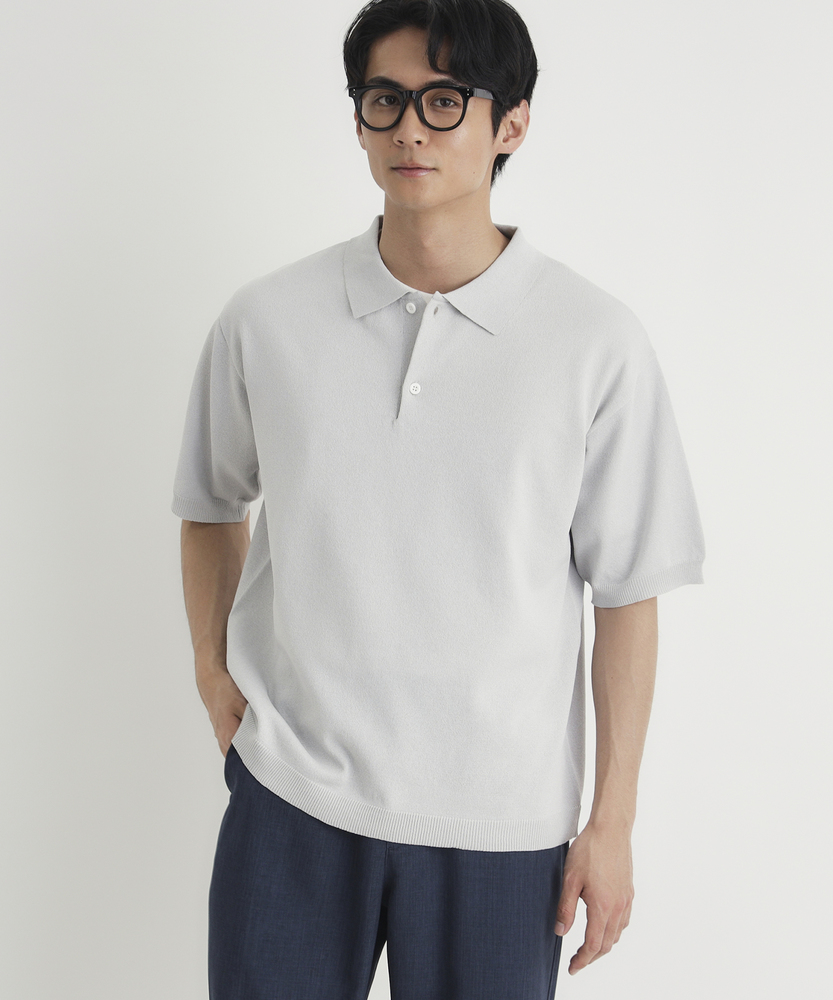 和紙ニットポロ襟プルオーバー(S ネイビー): トップス｜Right-on公式