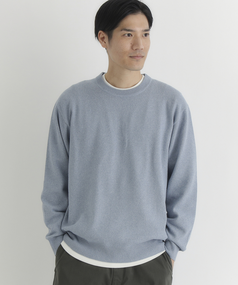 【柔らかくて軽い】ポリナイロンニットクルーネックセーター（マシンウォッシャブル・抗ピリング）