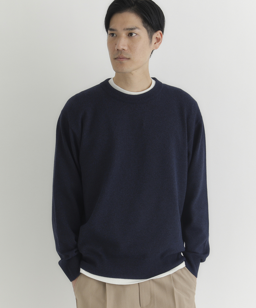 【柔らかくて軽い】ポリナイロンニットクルーネックセーター（マシンウォッシャブル・抗ピリング）