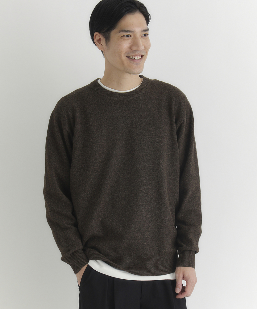 【柔らかくて軽い】ポリナイロンニットクルーネックセーター（マシンウォッシャブル・抗ピリング）