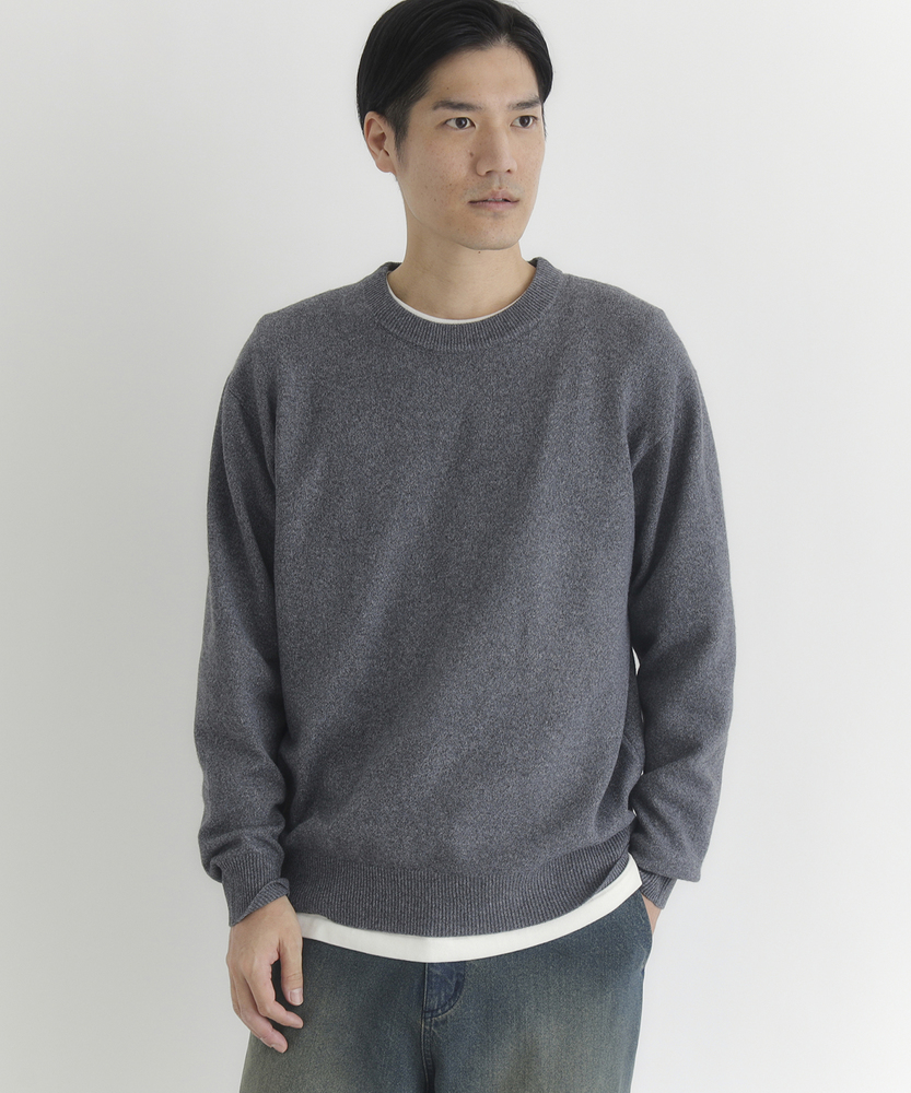 【柔らかくて軽い】ポリナイロンニットクルーネックセーター（マシンウォッシャブル・抗ピリング）