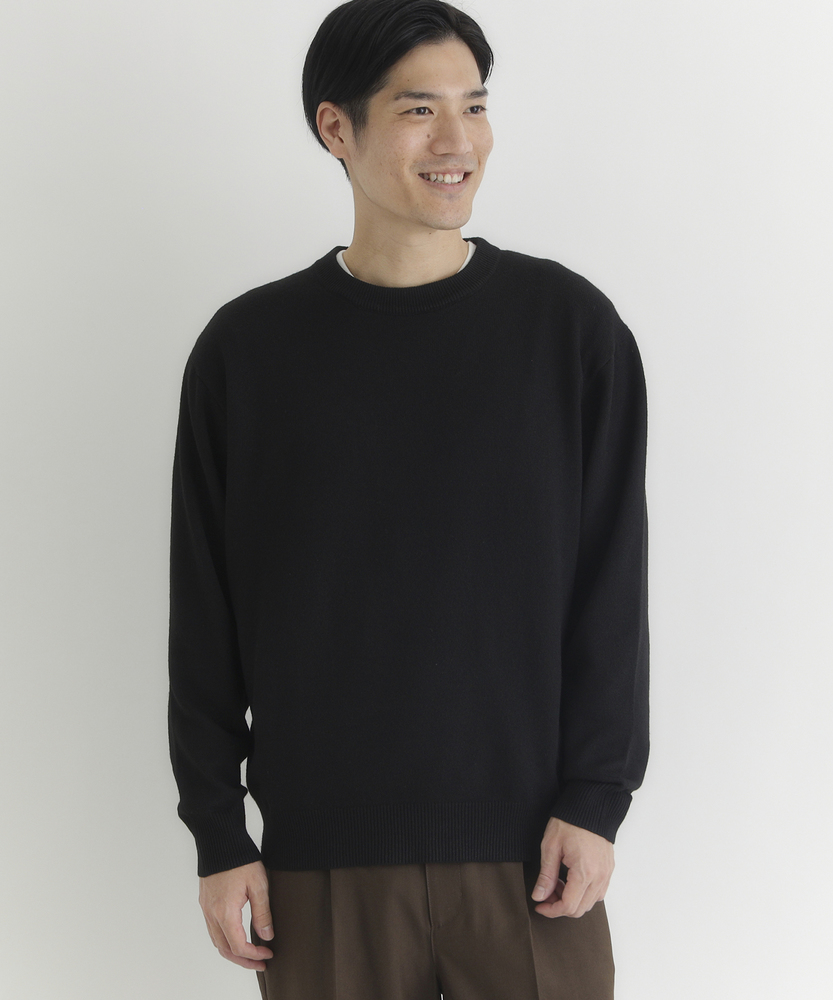 【柔らかくて軽い】ポリナイロンニットクルーネックセーター（マシンウォッシャブル・抗ピリング）