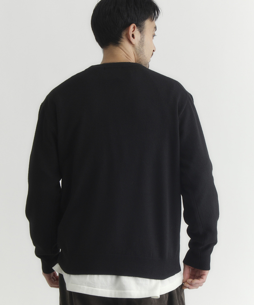 柔らかくて軽い】ポリナイロンニットクルーネックセーター（マシン