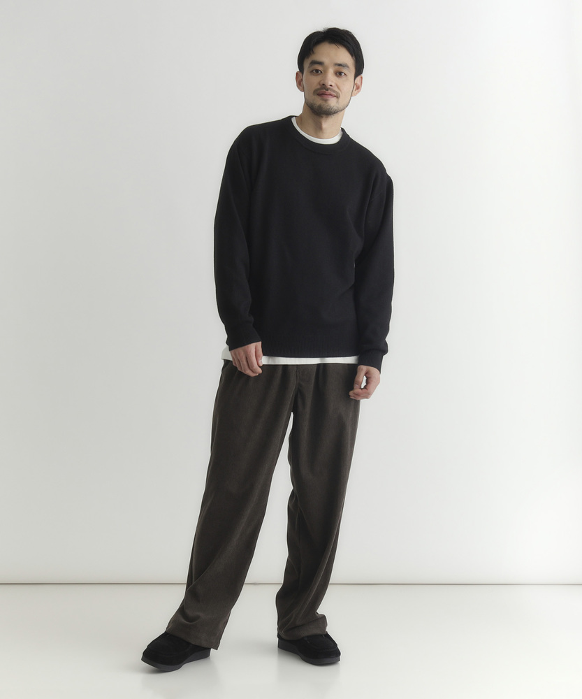 柔らかくて軽い】ポリナイロンニットクルーネックセーター（マシン