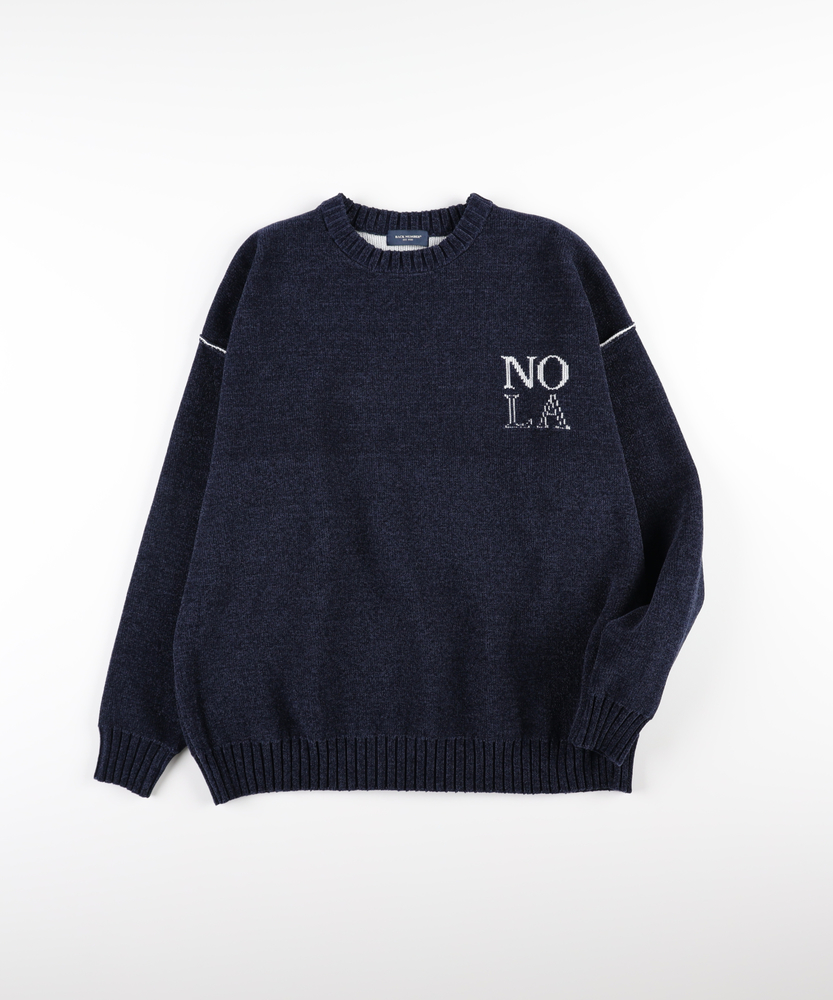 モールニットロゴクルーネックセーター