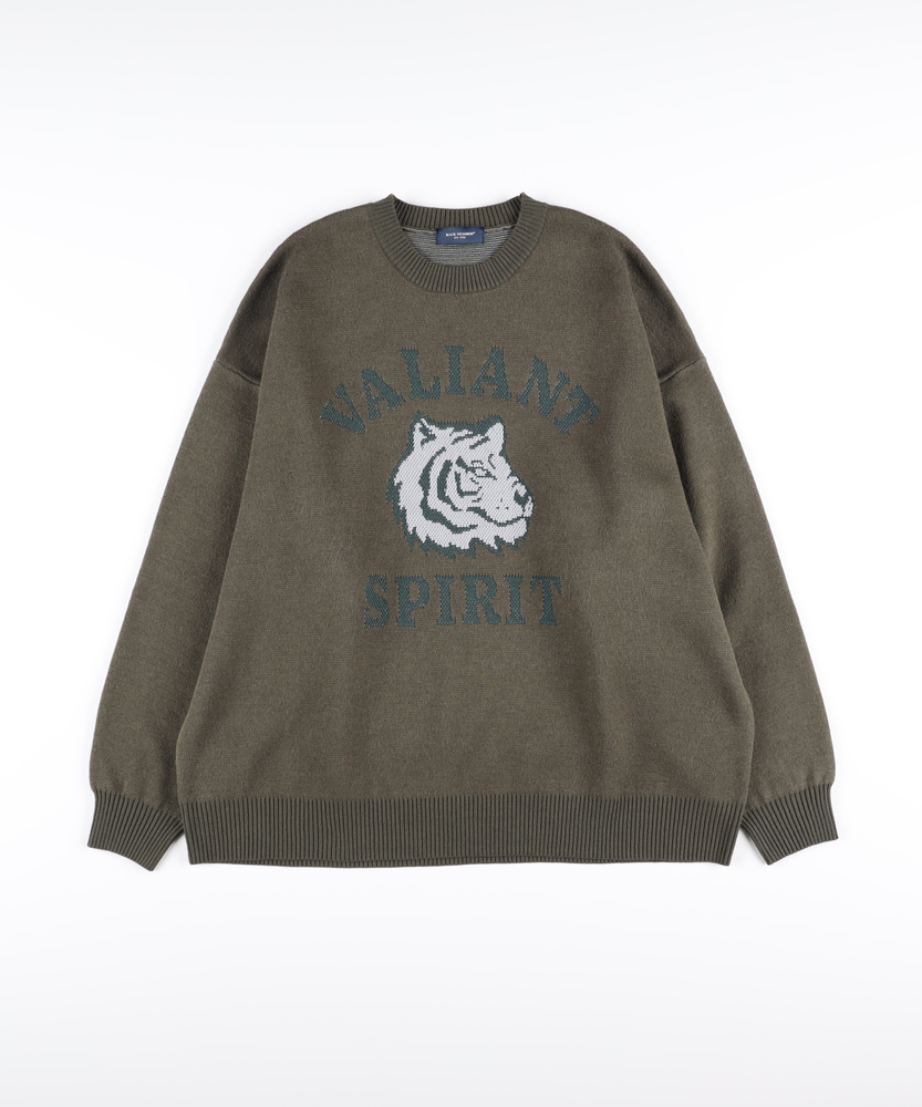 バルキーニットアニマル柄クルーネックセーター