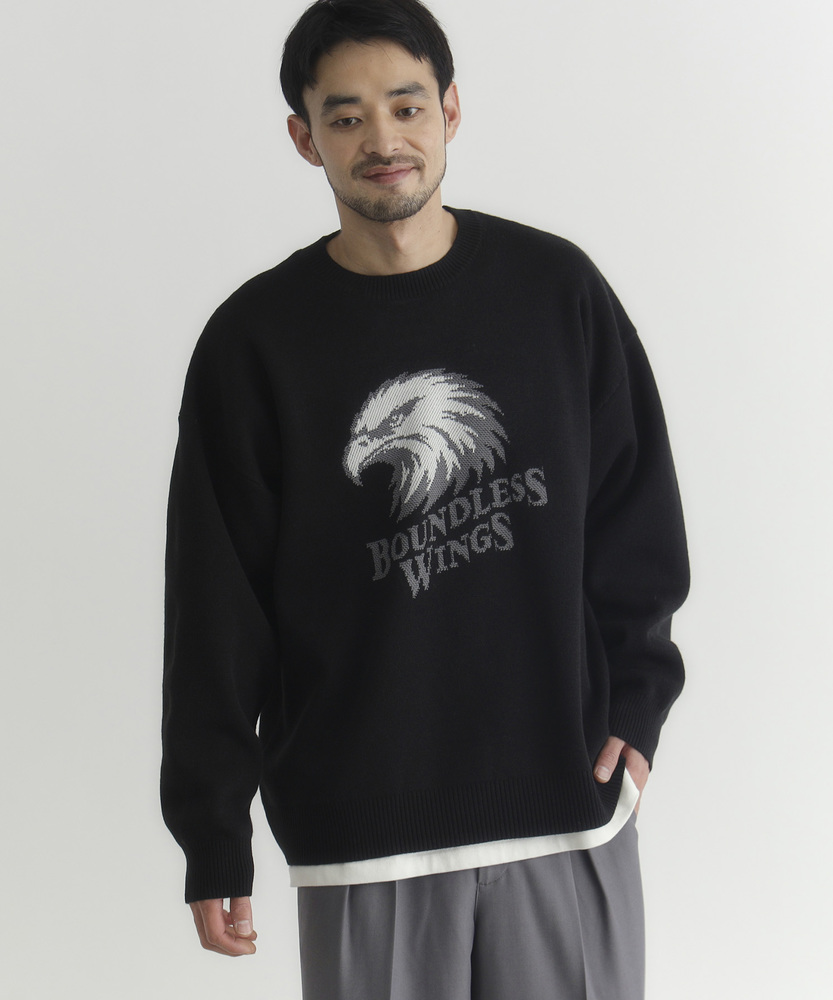 バルキーニットアニマル柄クルーネックセーター