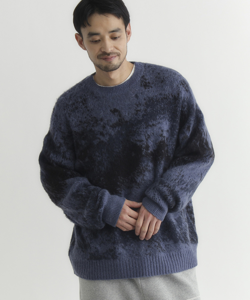 シャギーニットグラデーションクルーネックセーター