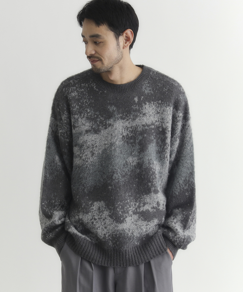 シャギーニットグラデーションクルーネックセーター