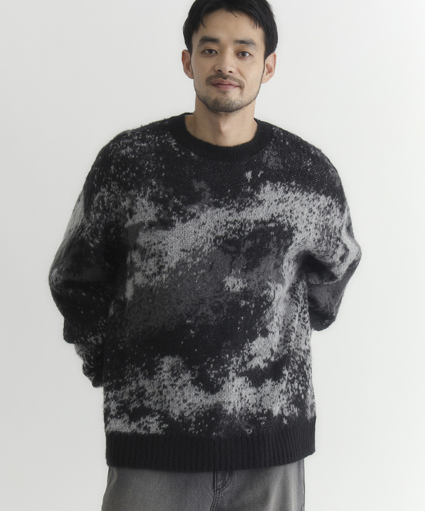 シャギーニットグラデーションクルーネックセーター