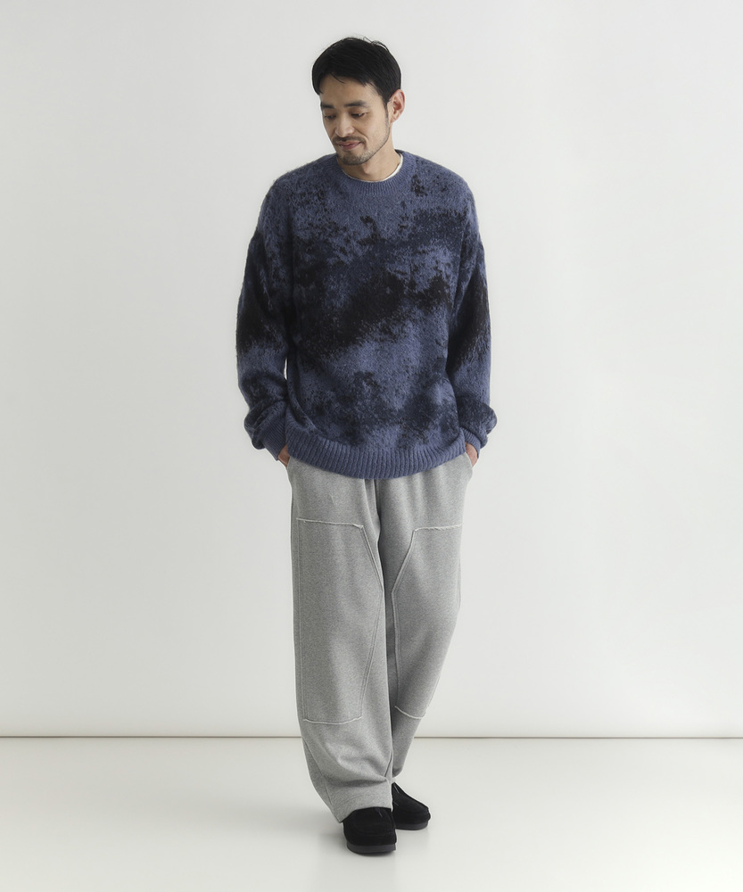 シャギーニットグラデーションクルーネックセーター(M ブルー