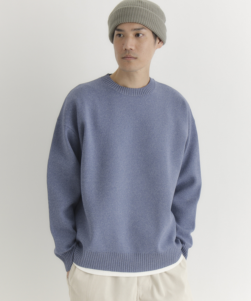 ウォッシャブルニットメランジクルーネックセーター