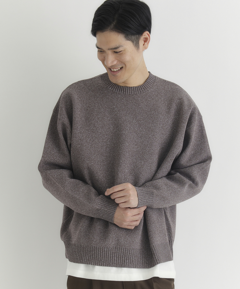 ウォッシャブルニットメランジクルーネックセーター