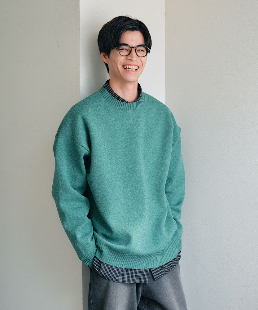 ウォッシャブルニットメランジクルーネックセーター