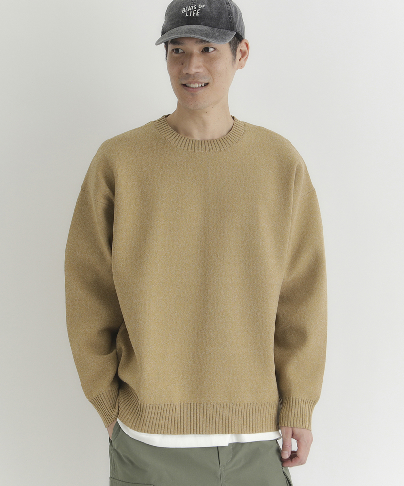 ウォッシャブルニットメランジクルーネックセーター