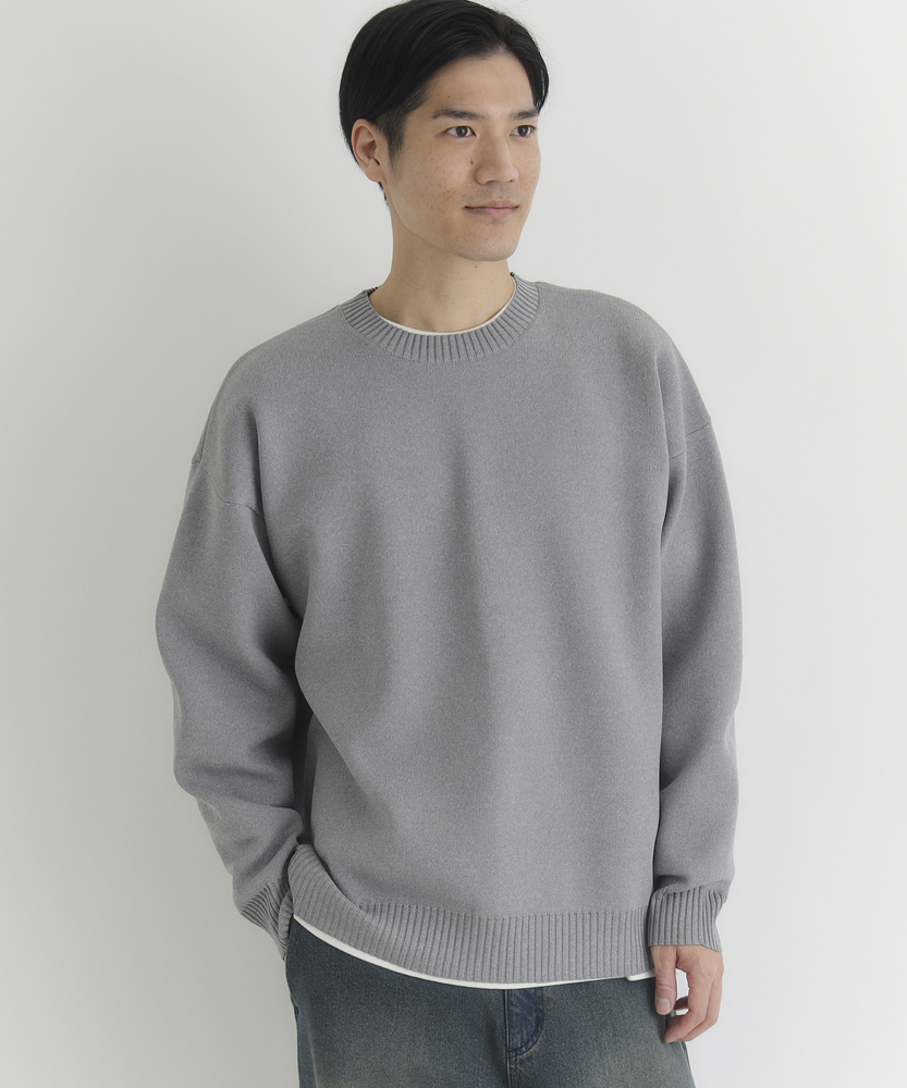 ウォッシャブルニットメランジクルーネックセーター