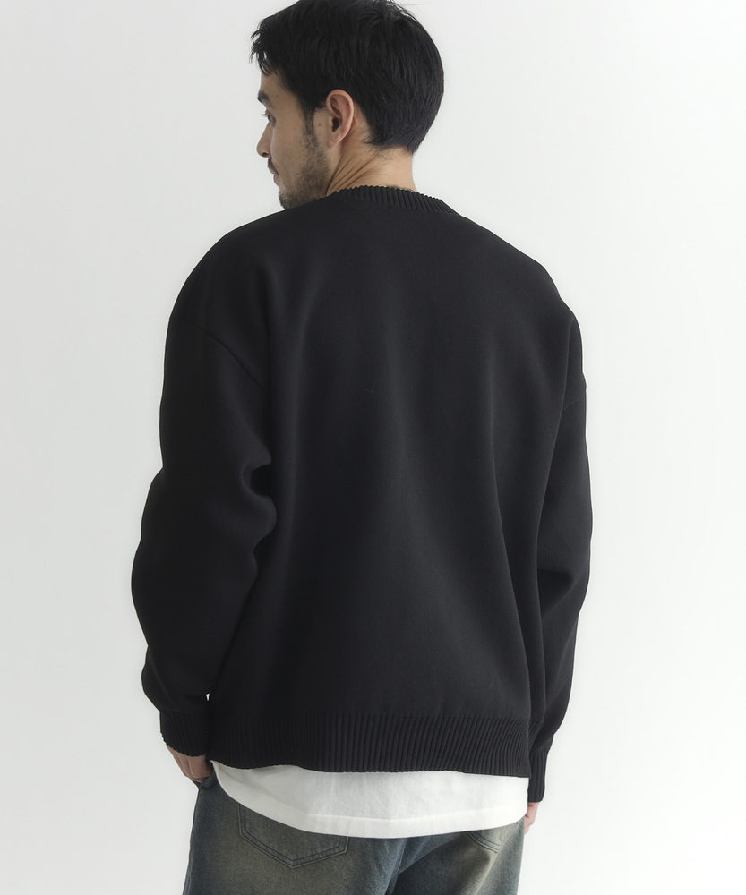 ウォッシャブルニットメランジクルーネックセーター(S ブルー