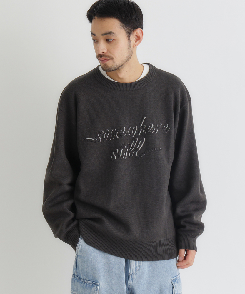 アクリルロゴクルーネックセーター(M ネイビー): トップス｜Right-on