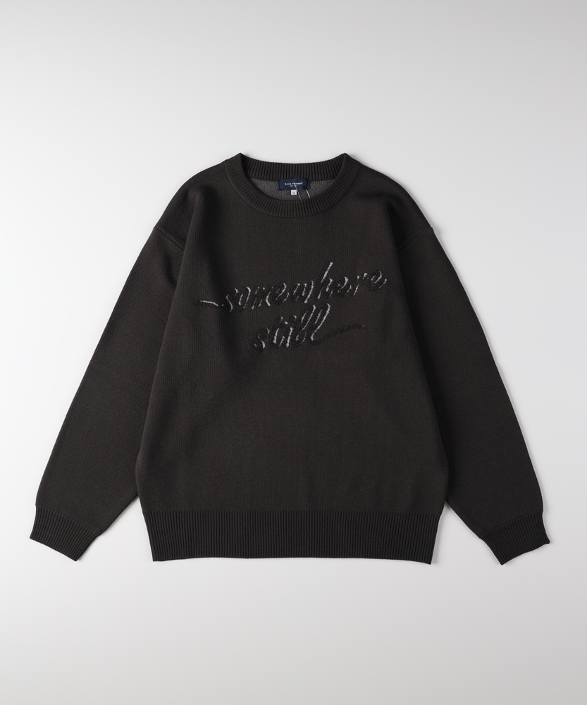 アクリルロゴクルーネックセーター(M ネイビー): トップス｜Right-on