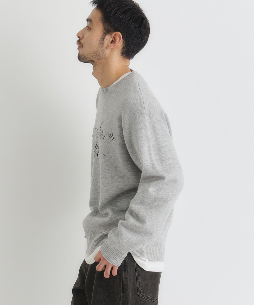 アクリルロゴクルーネックセーター(M ネイビー): トップス｜Right-on