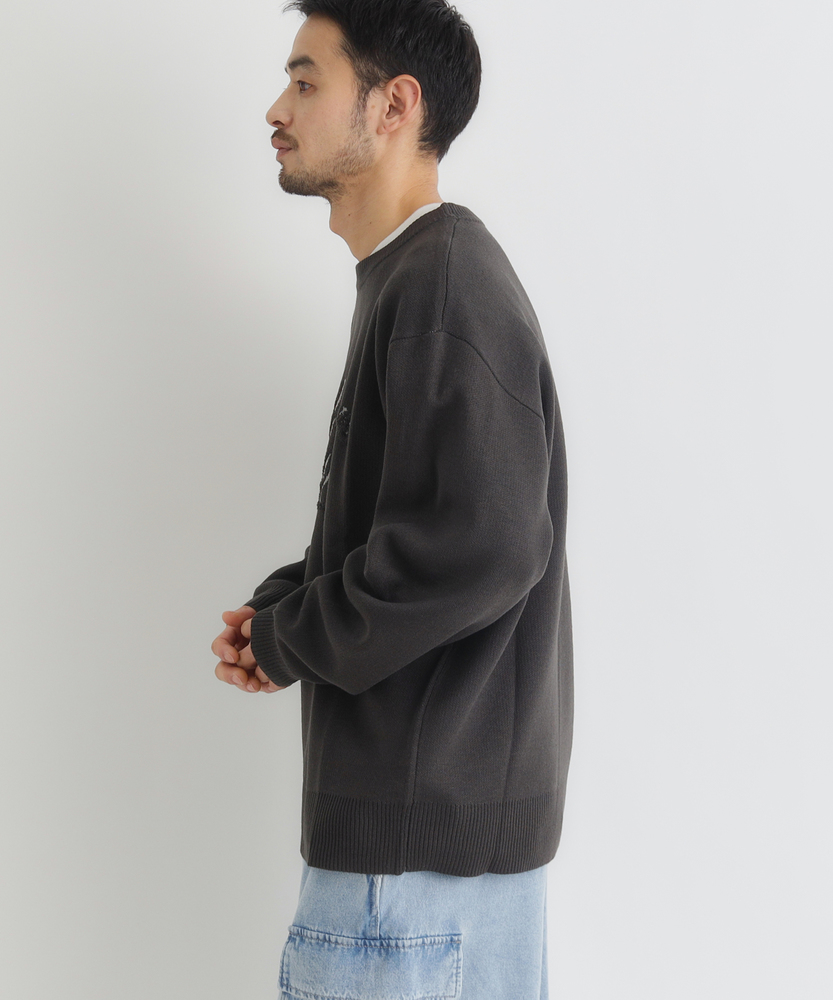 アクリルロゴクルーネックセーター(M ネイビー): トップス｜Right-on