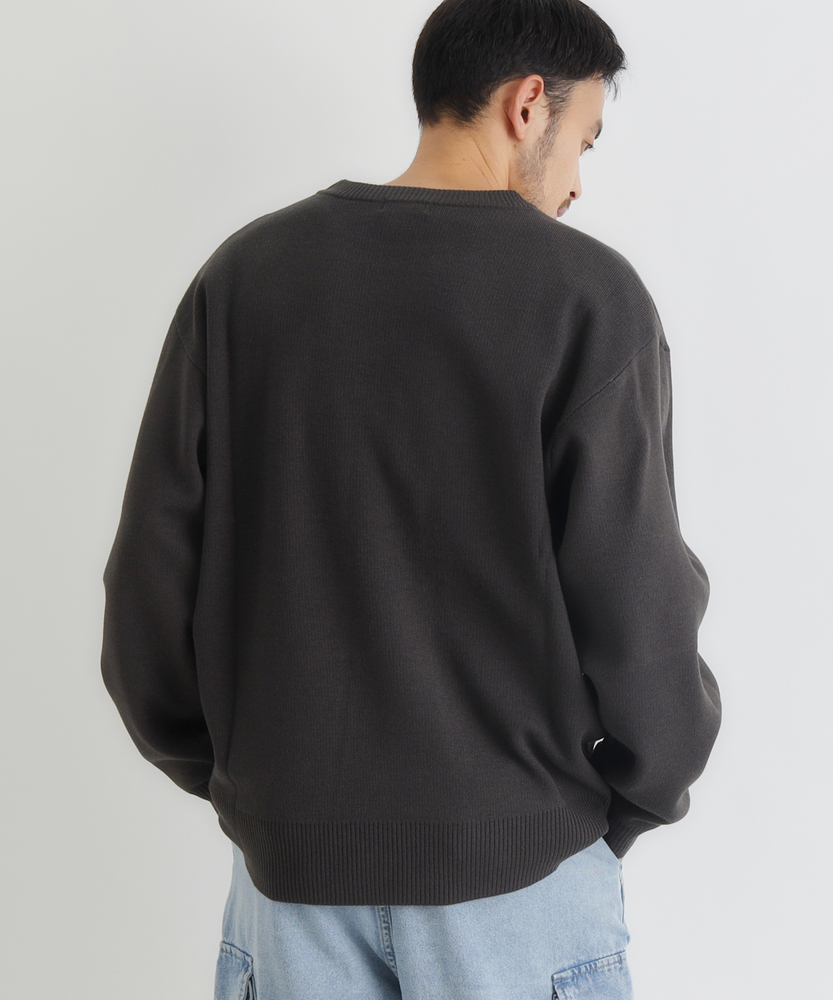 アクリルロゴクルーネックセーター(M ネイビー): トップス｜Right-on