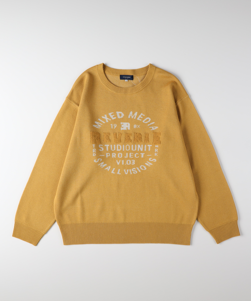 アクリルサークルロゴクルーネックセーター(M オリーブ): トップス