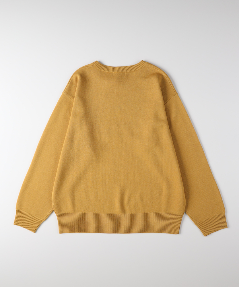 アクリルサークルロゴクルーネックセーター(M オリーブ): トップス