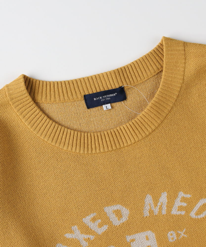 アクリルサークルロゴクルーネックセーター(M ホワイト): トップス