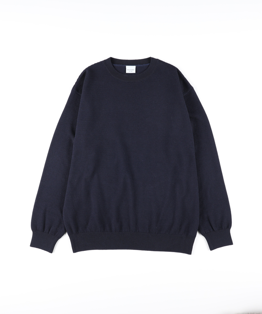 日本製ワッフルクルーネックセーター