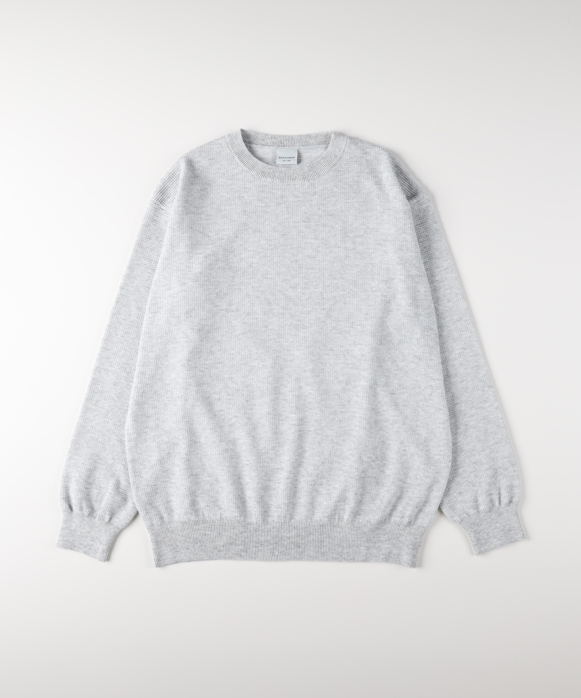 日本製ワッフルクルーネックセーター