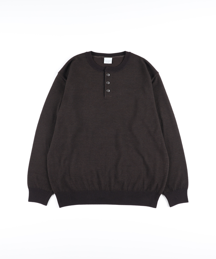 日本製ワッフルヘンリーネックセーター