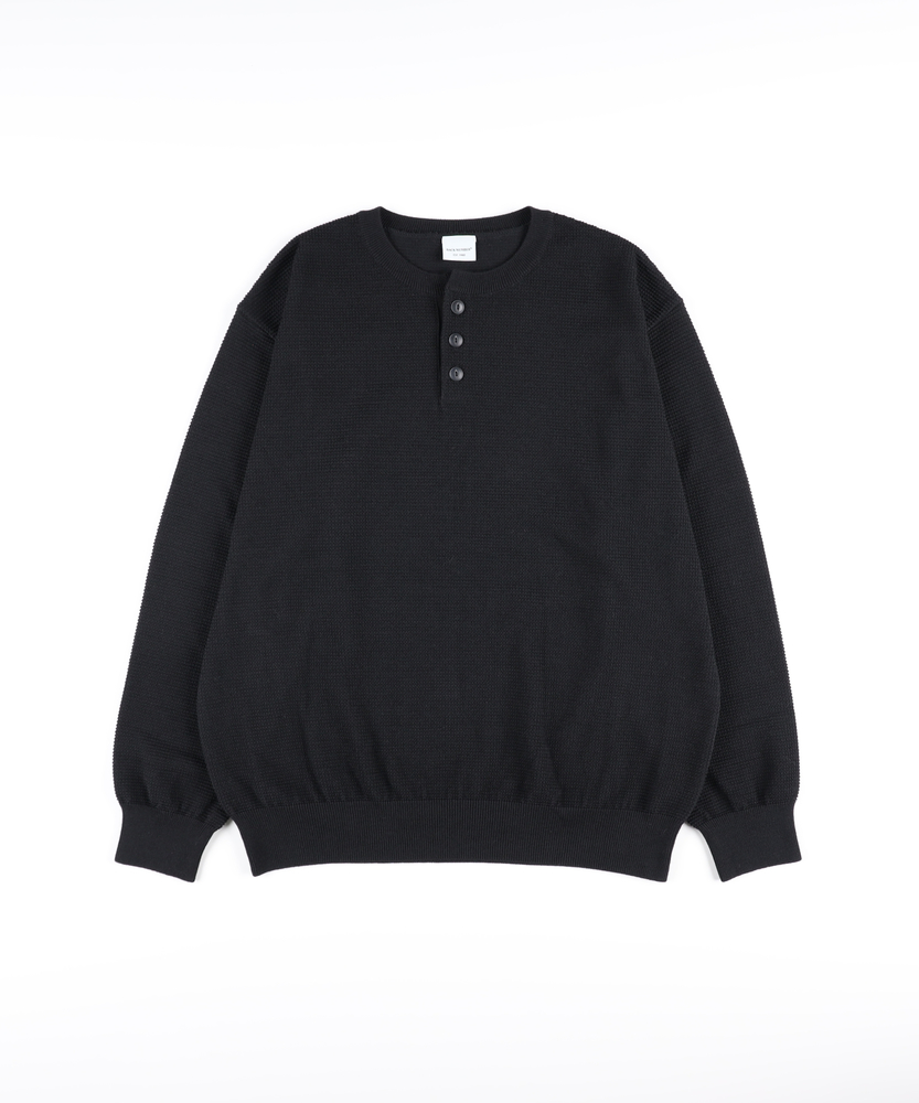 日本製ワッフルヘンリーネックセーター