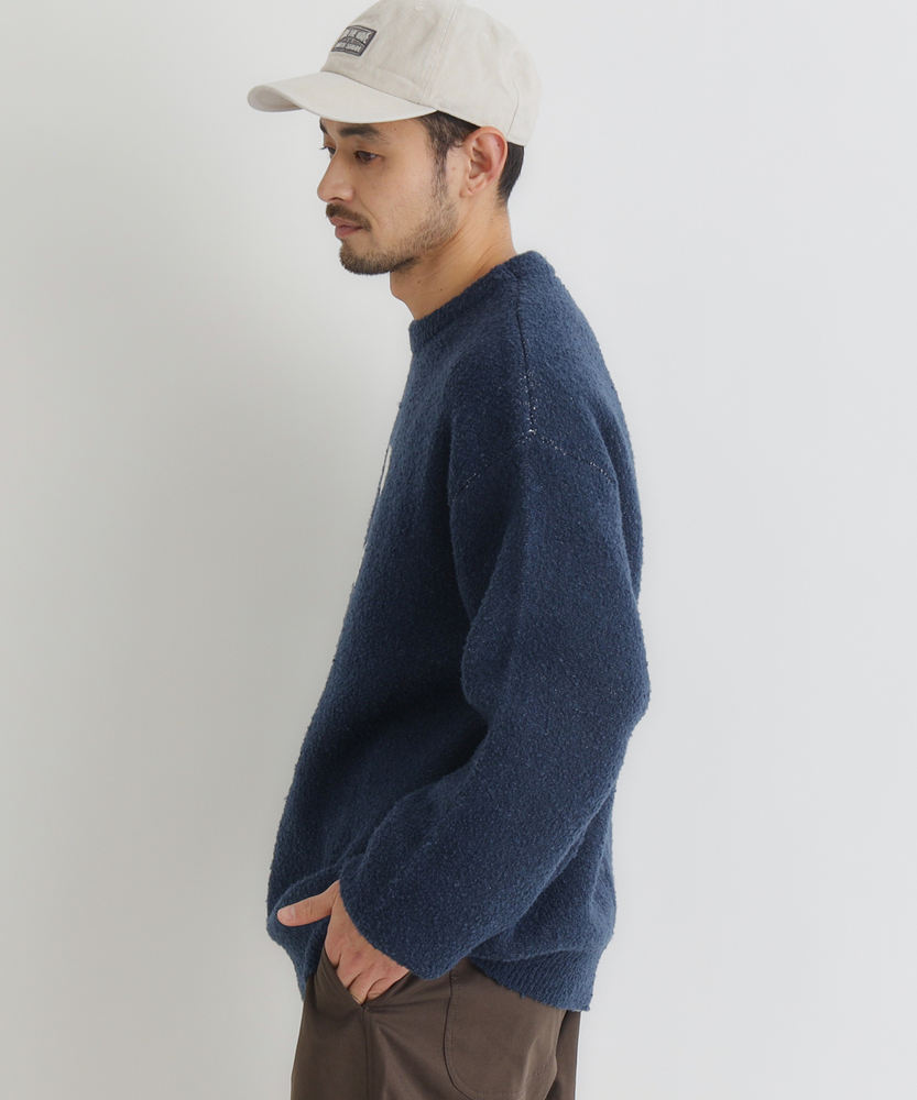 ダブルジャガードロゴクルーネックセーター(S ネイビー): トップス