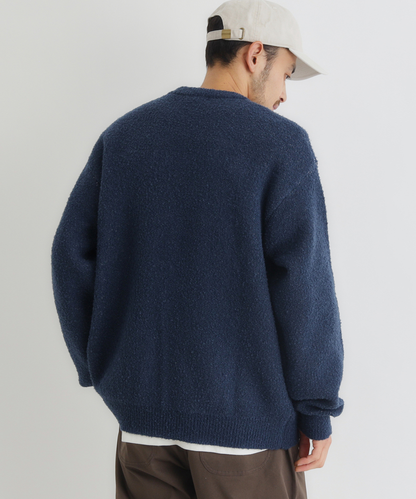 ダブルジャガードロゴクルーネックセーター(S ネイビー): トップス