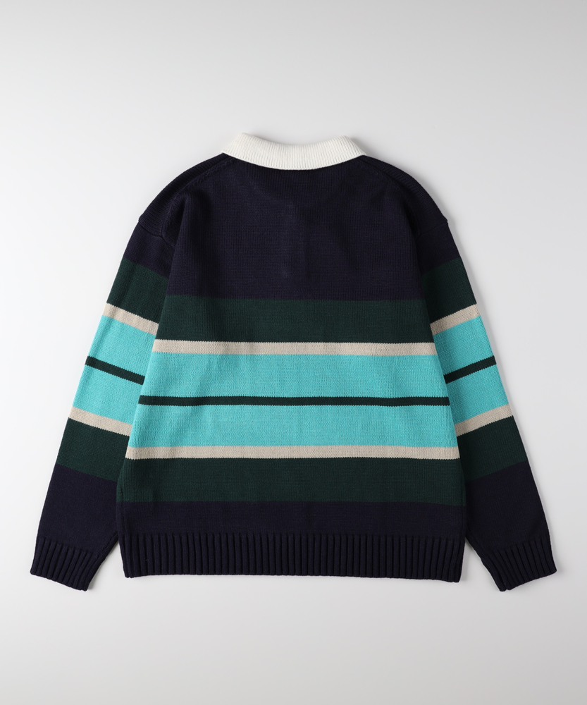 マルチボーダーポロ襟セーター(S ネイビー): トップス｜Right-on公式